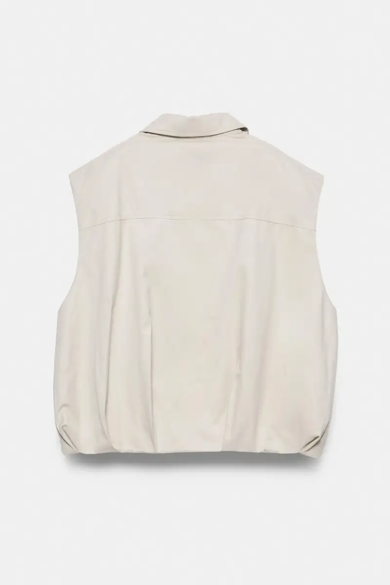 Gilet Con Cerniera A Fondo Bombato Beige miniatura 2