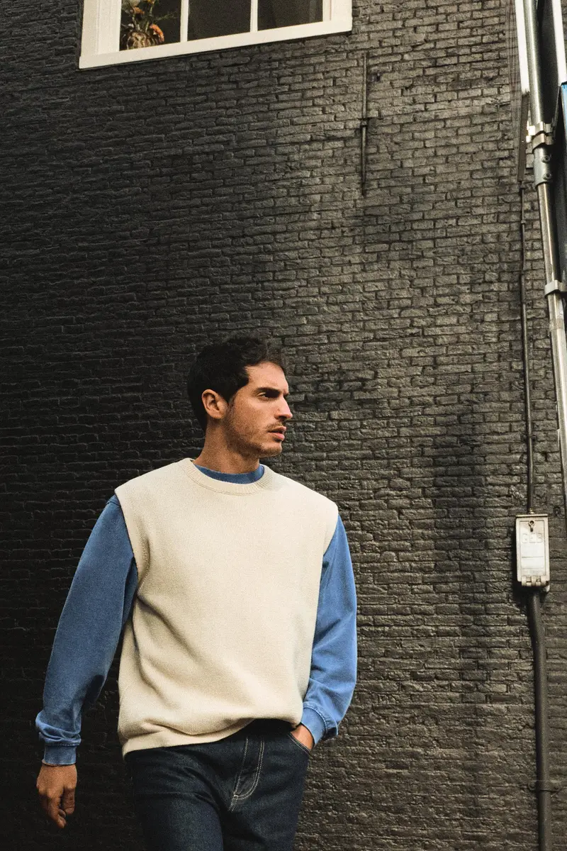 Gilet In Maglia Bianco rotto