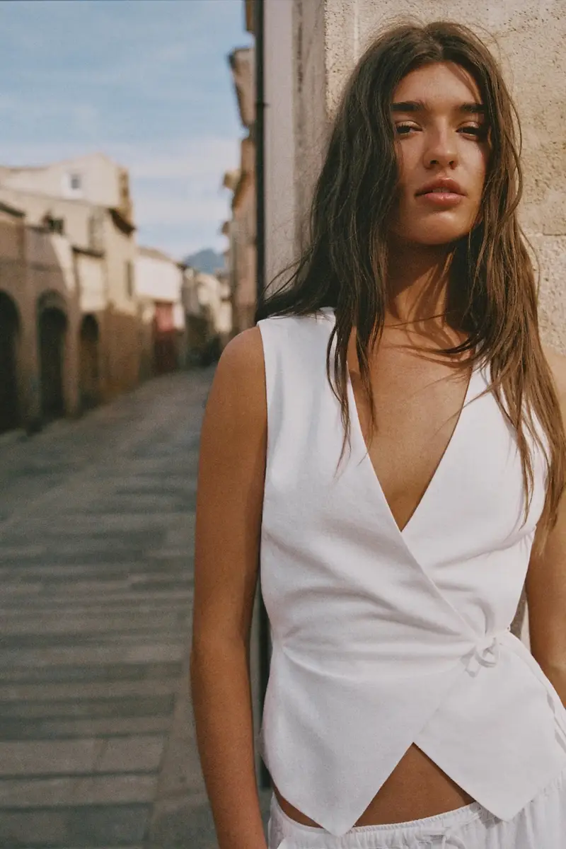 Gilet Misto Lino Bianco