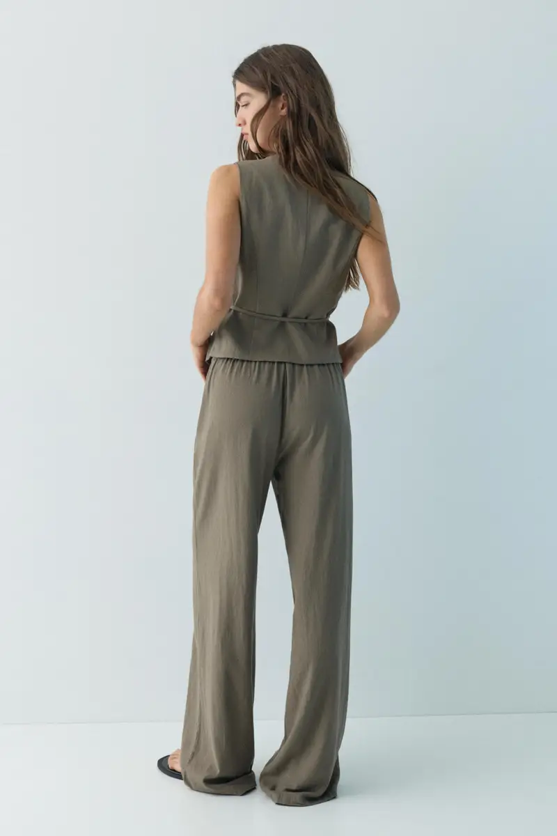 Gilet Misto Lino Marrone topo miniatura 3