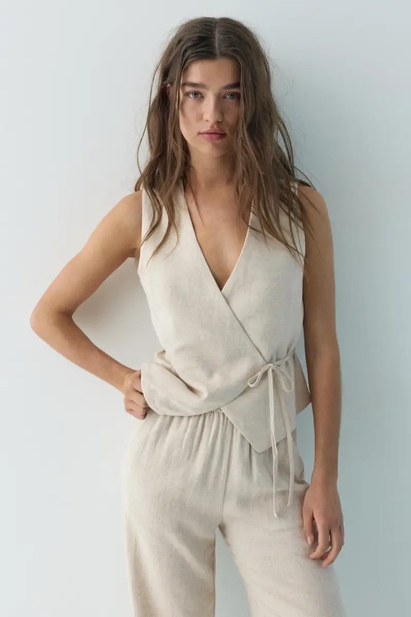 Gilet Misto Lino Naturale miniatura 2