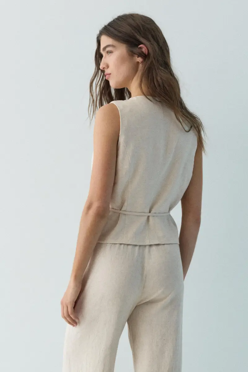 Gilet Misto Lino Naturale miniatura 3