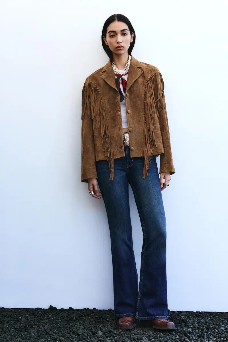 Giubbotto 100% Pelle Scamosciata Montserrat Messeguer Marrone miniatura 2