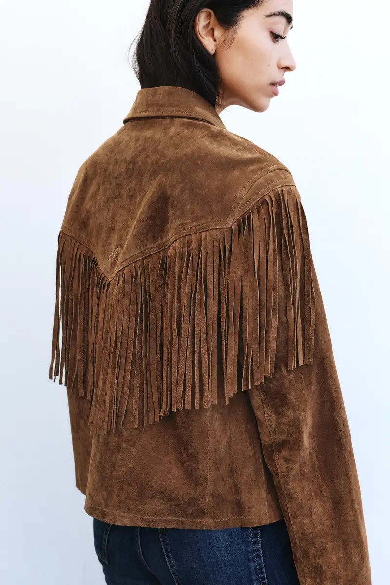 Giubbotto 100% Pelle Scamosciata Montserrat Messeguer Marrone miniatura 3