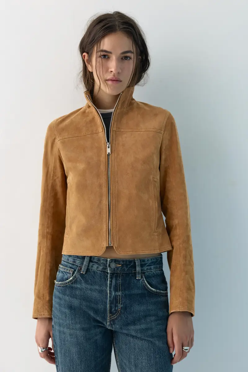 Giubbotto 100% Pelle Scamosciata Whisky miniatura 2