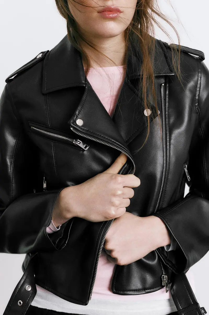 Giubbotto Biker Finta Pelle Nero