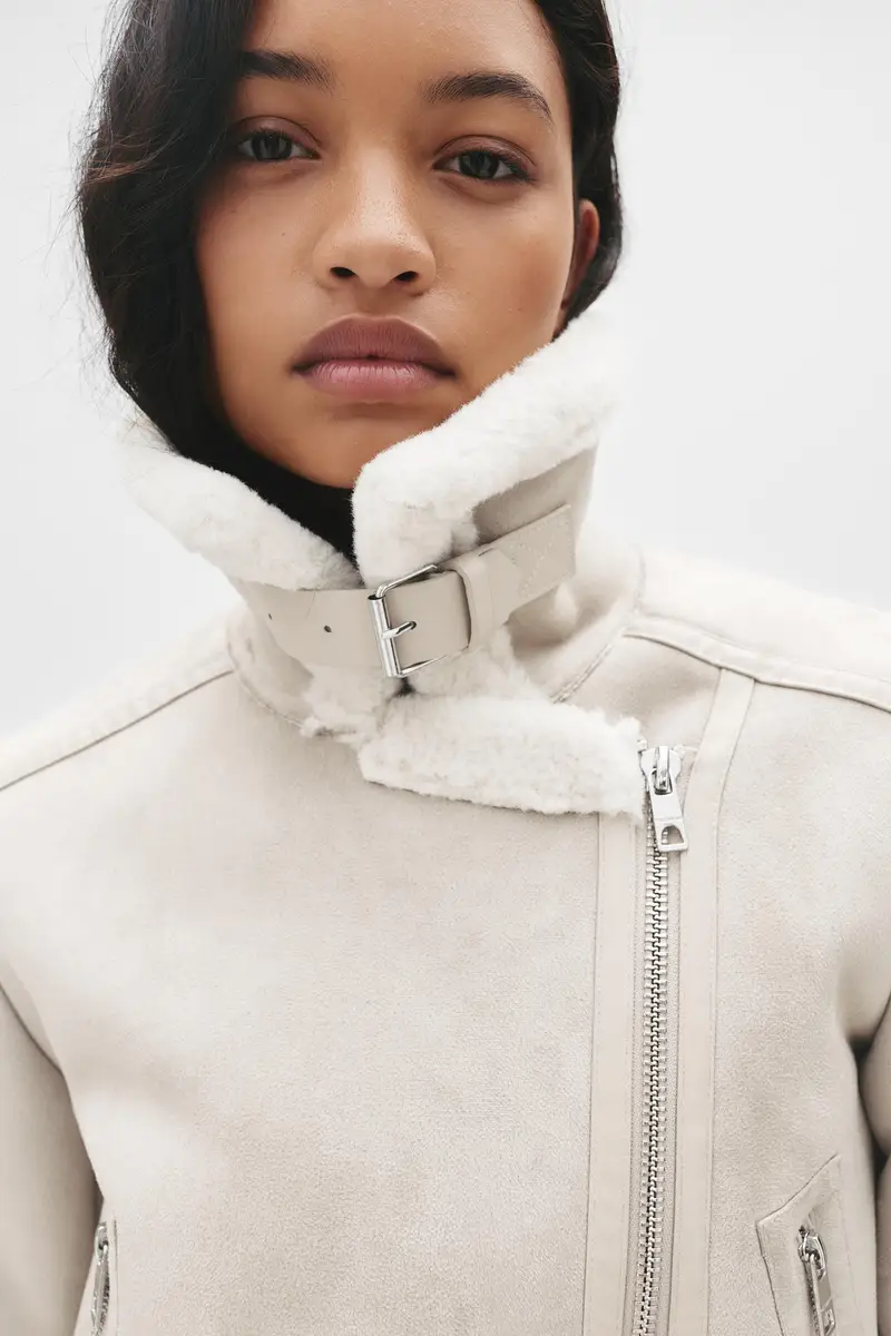 Giubbotto Corto Double Face Beige miniatura 3