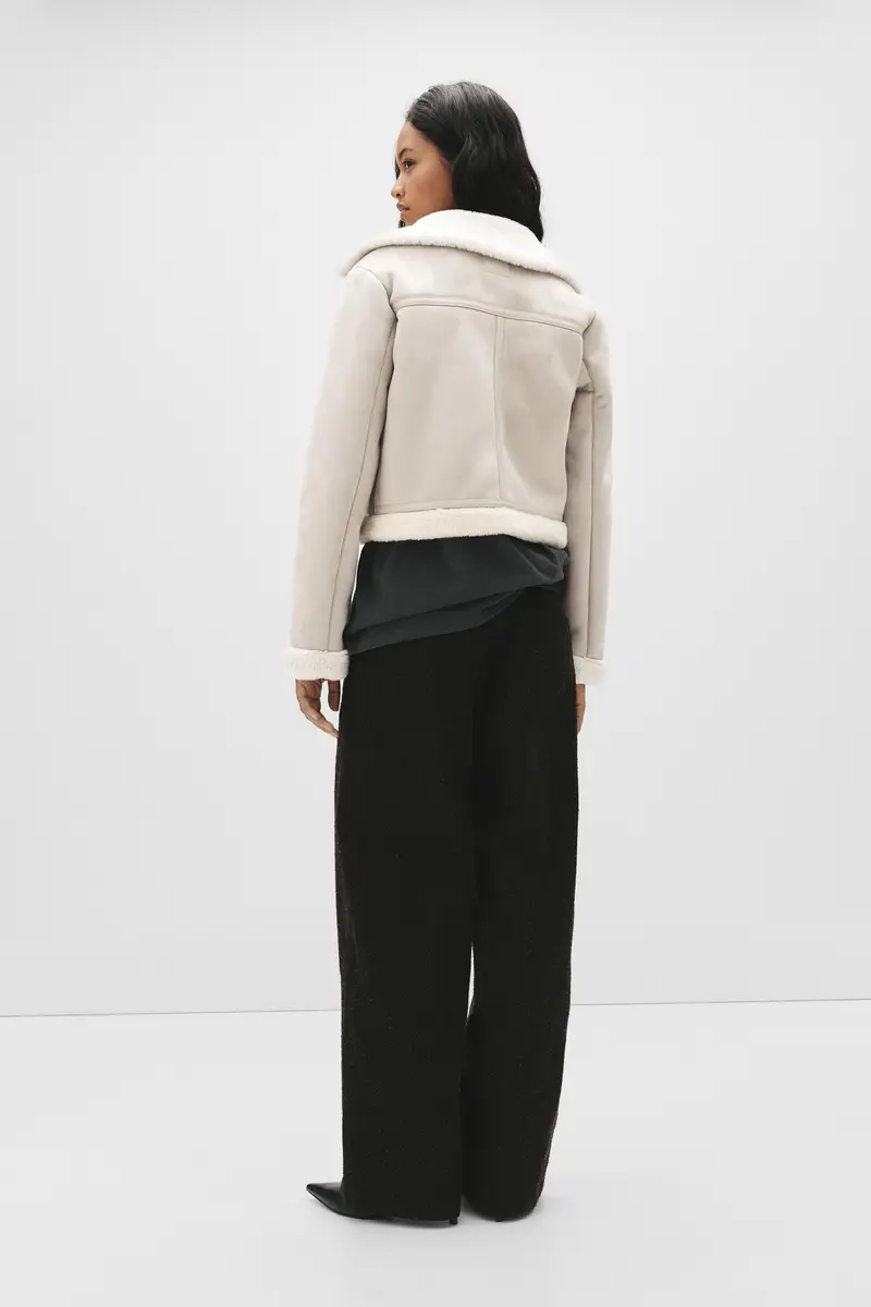 Giubbotto Corto Double Face Beige miniatura 2