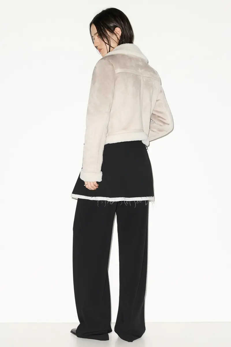 Giubbotto Corto Double Face Beige miniatura 3