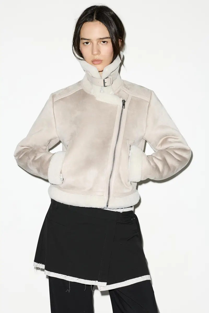 Giubbotto Corto Double Face Beige miniatura 2