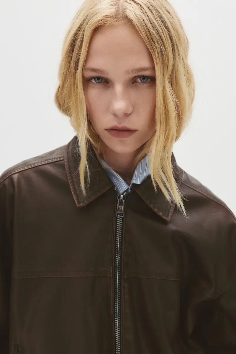 Giubbotto Dad In Finta Pelle Marrone miniatura 3