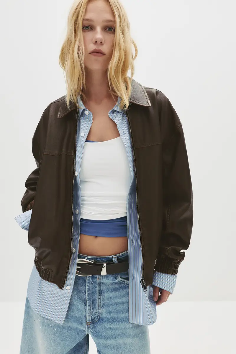 Giubbotto Dad In Finta Pelle Marrone