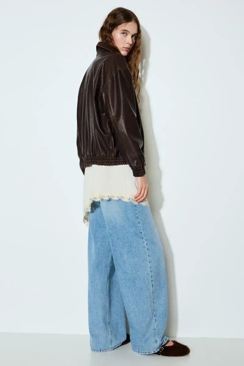 Giubbotto Dad In Finta Pelle Marrone miniatura 2