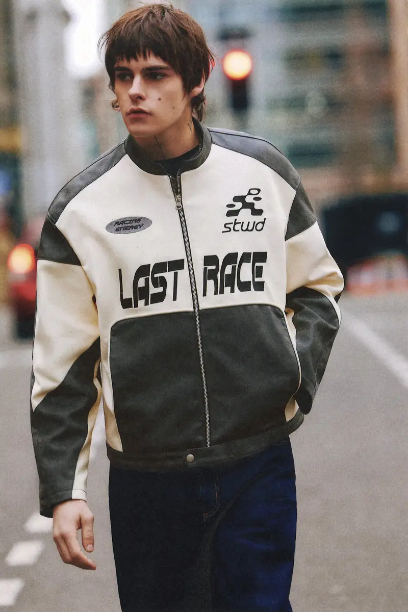 Giubbotto Finta Pelle A Pannelli Grigio antracite