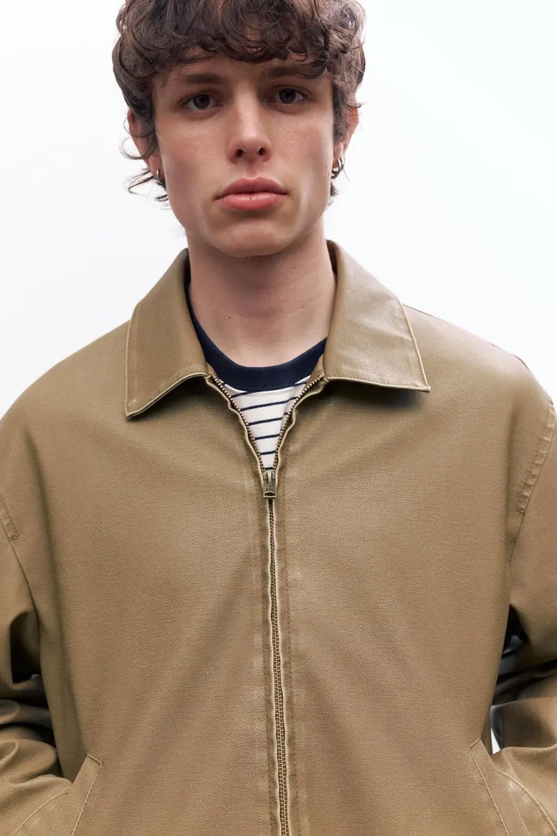 Giubbotto Finta Pelle Delavato Tostato miniatura 3