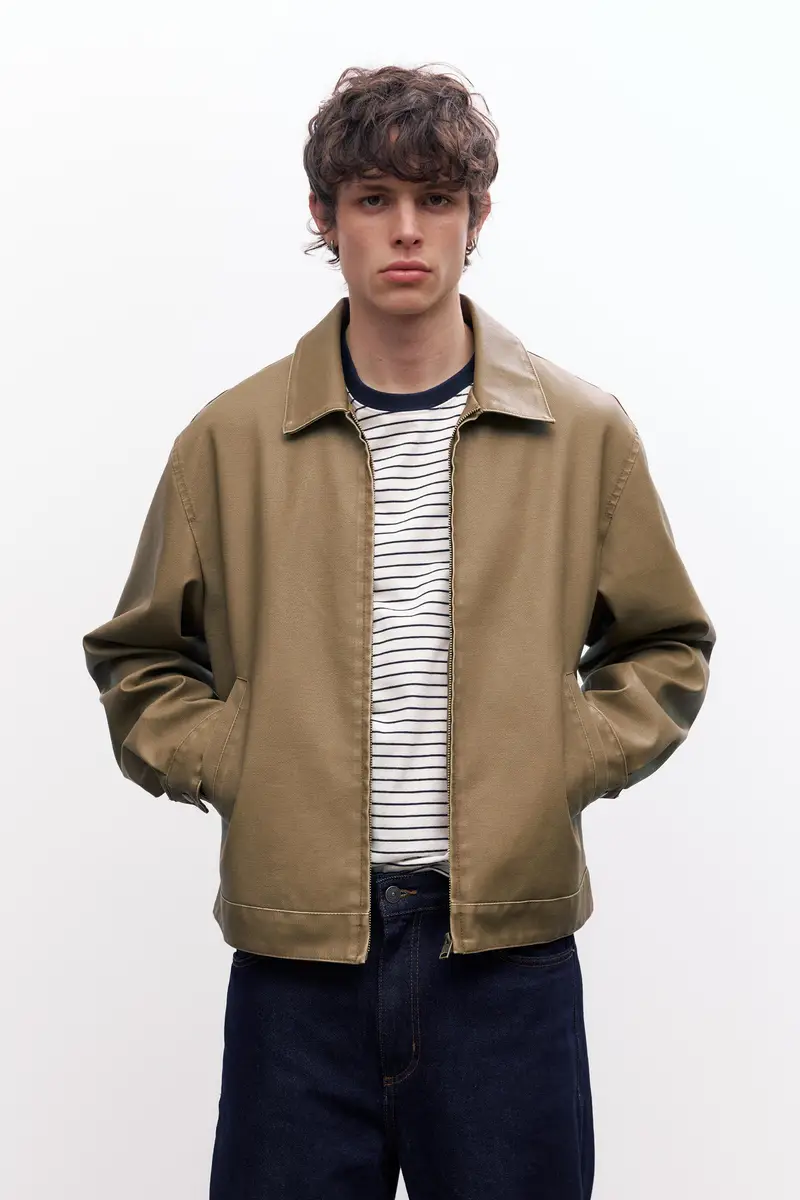 Giubbotto Finta Pelle Delavato Tostato