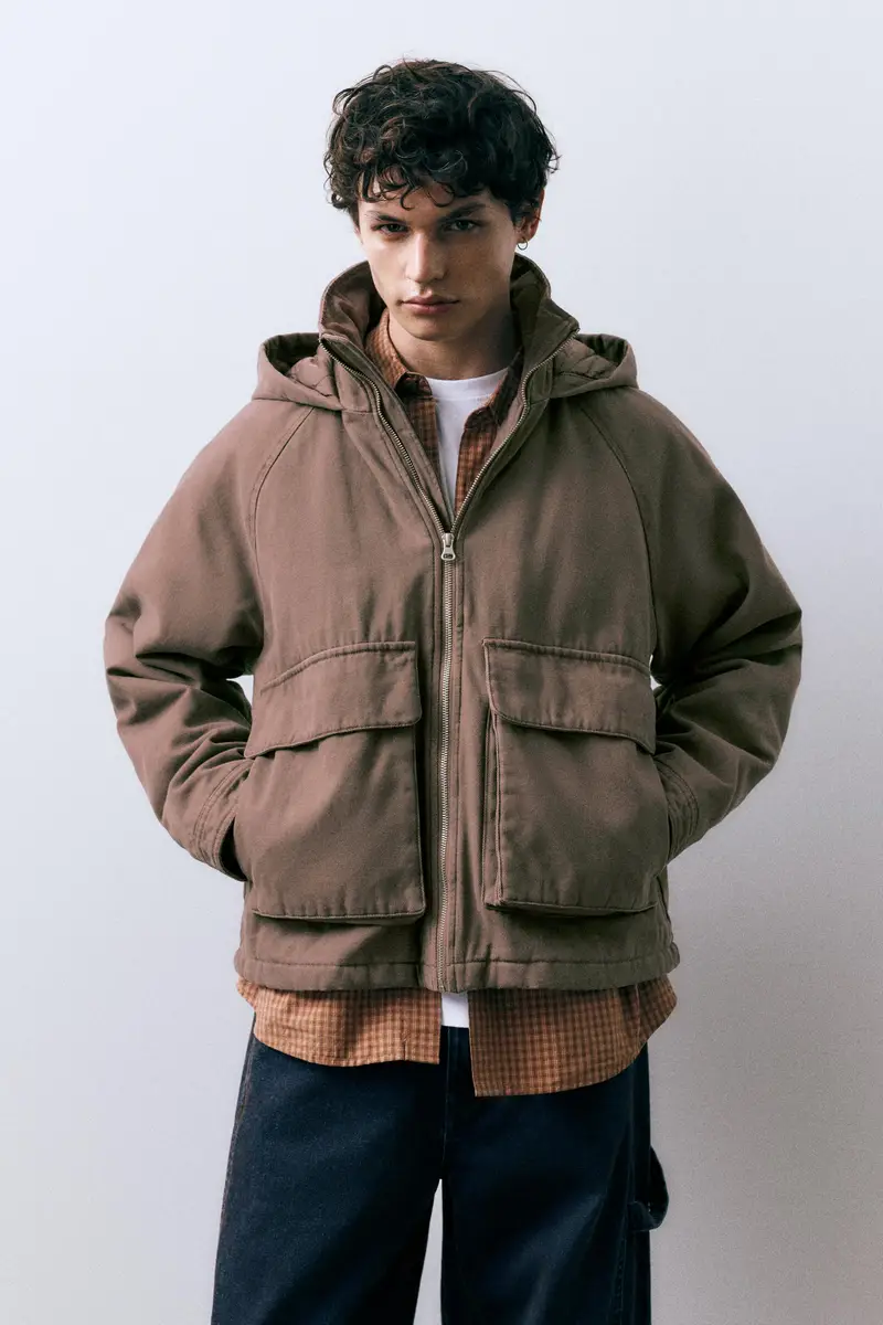 Giubbotto Worker Con Ricamo Sul Retro Marrone chiaro miniatura 2