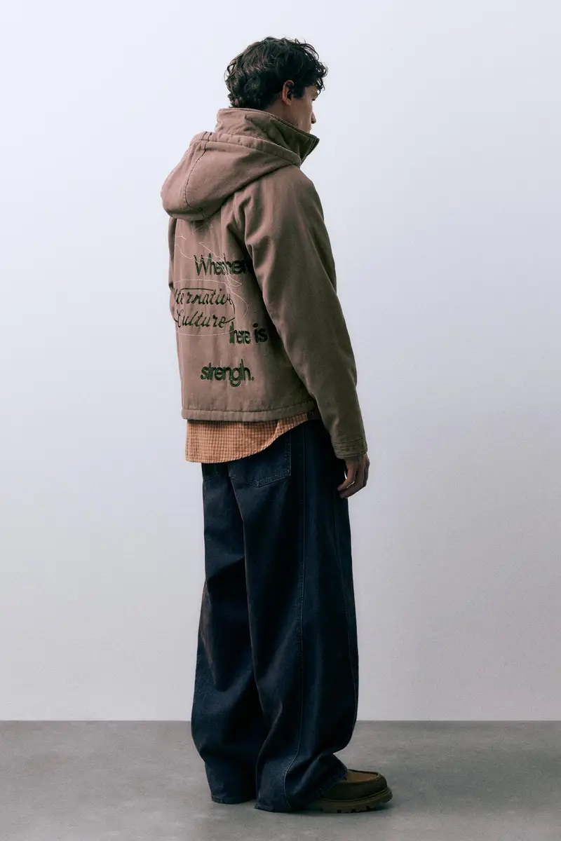 Giubbotto Worker Con Ricamo Sul Retro Marrone chiaro miniatura 3