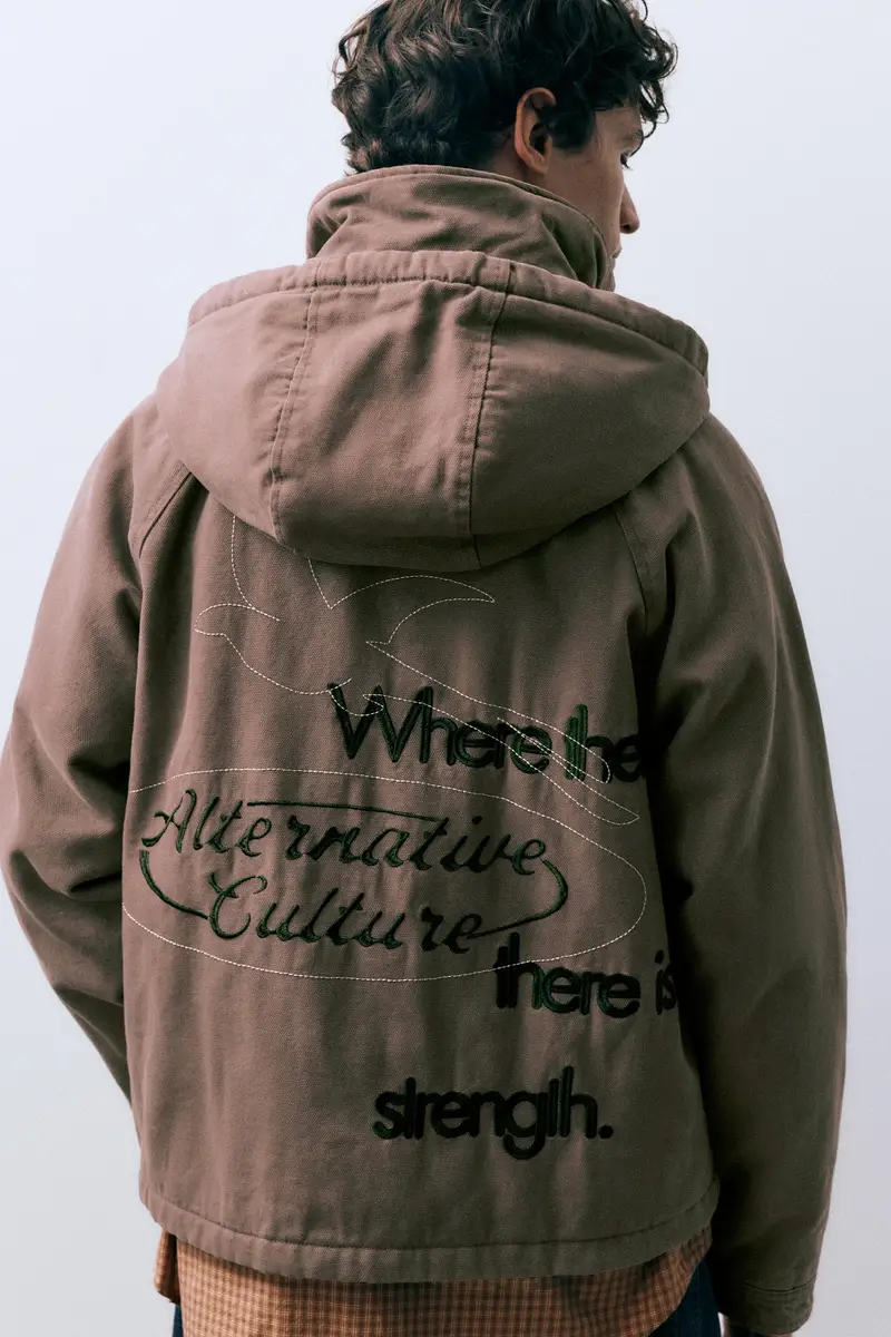 Giubbotto Worker Con Ricamo Sul Retro Marrone chiaro