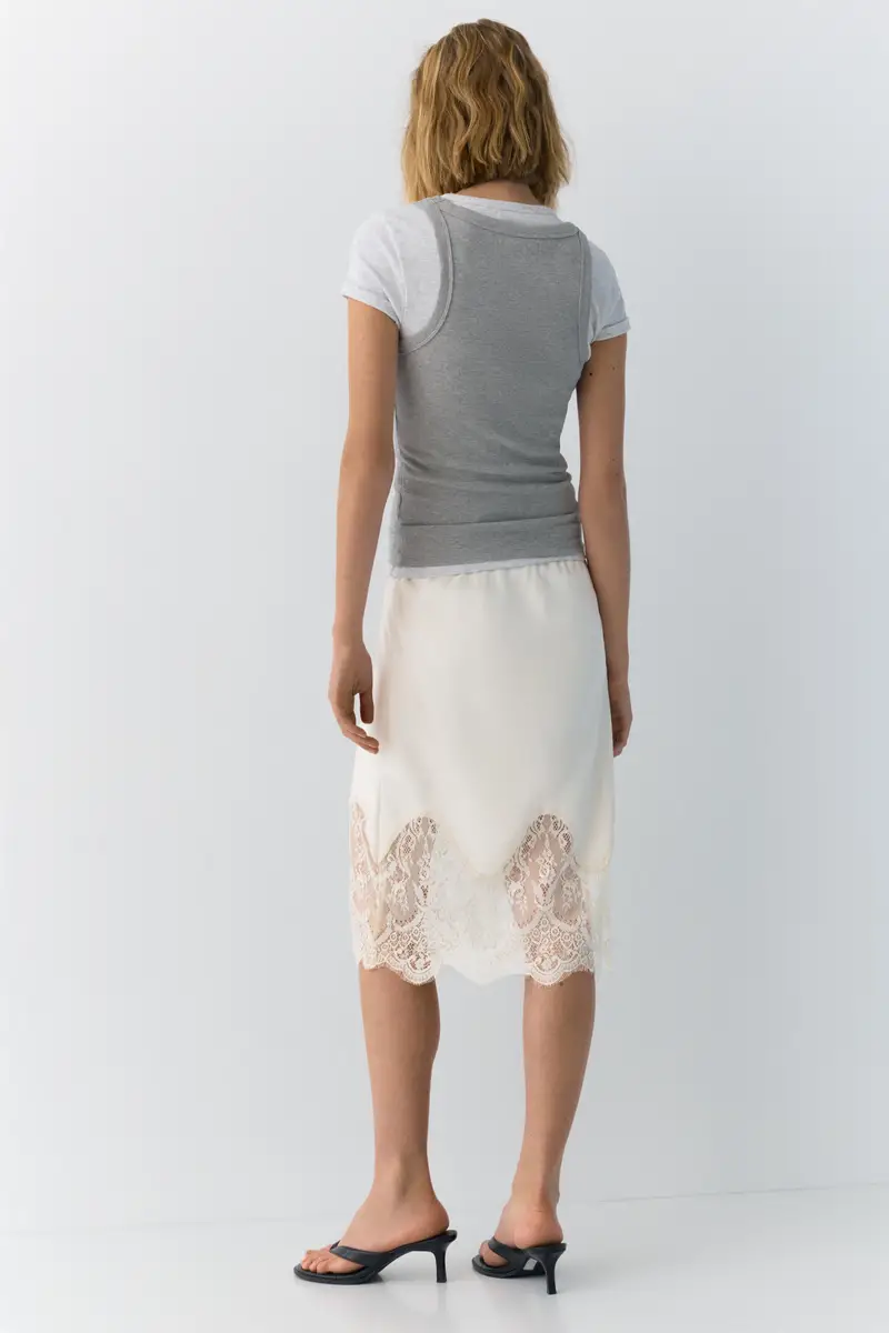 Gonna Midi Lingerie Beige miniatura 2