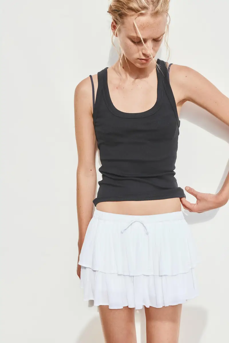 Gonna Pantalone A Balze Bianco miniatura 3