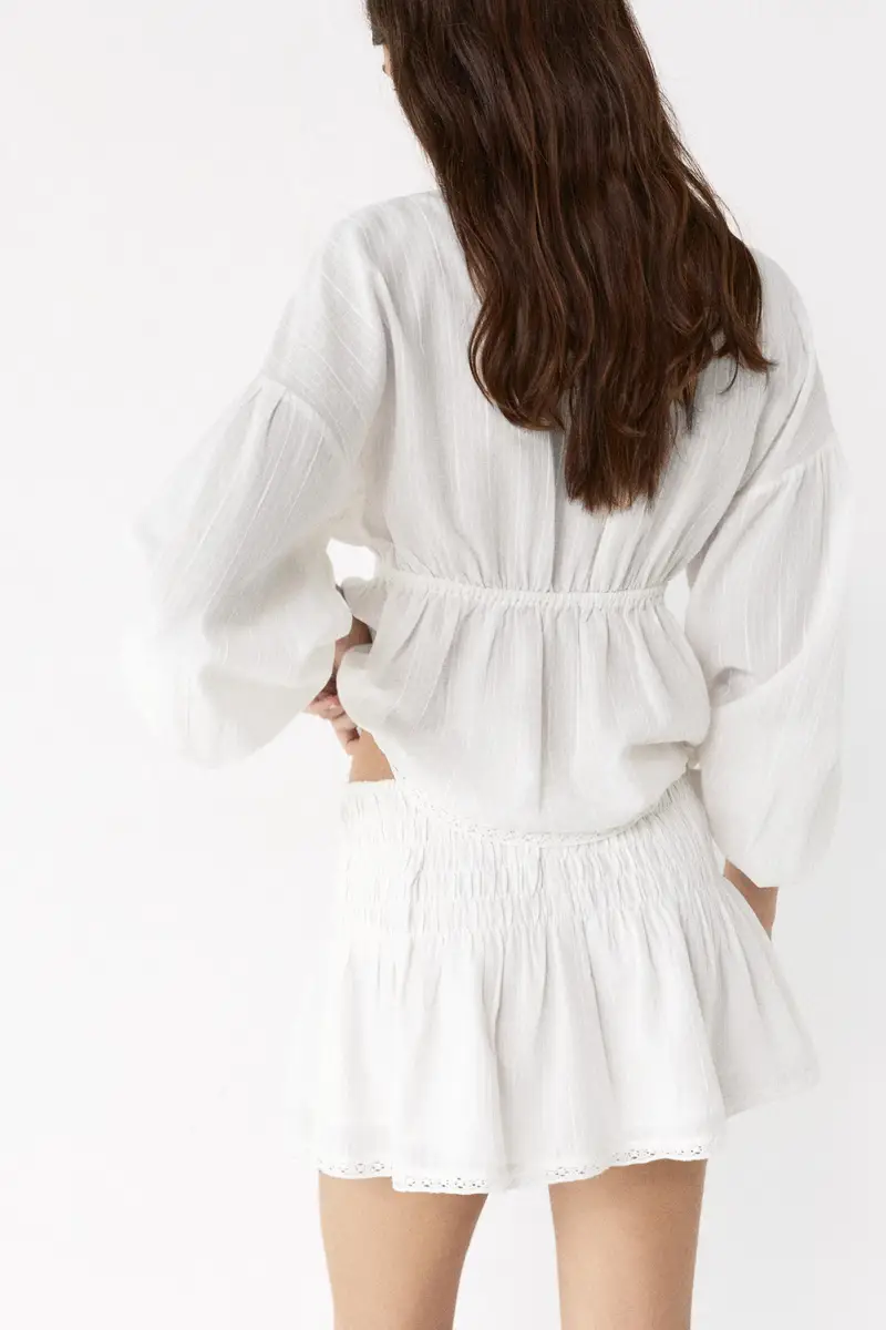 Gonna Pantalone A Balze Bianco miniatura 3