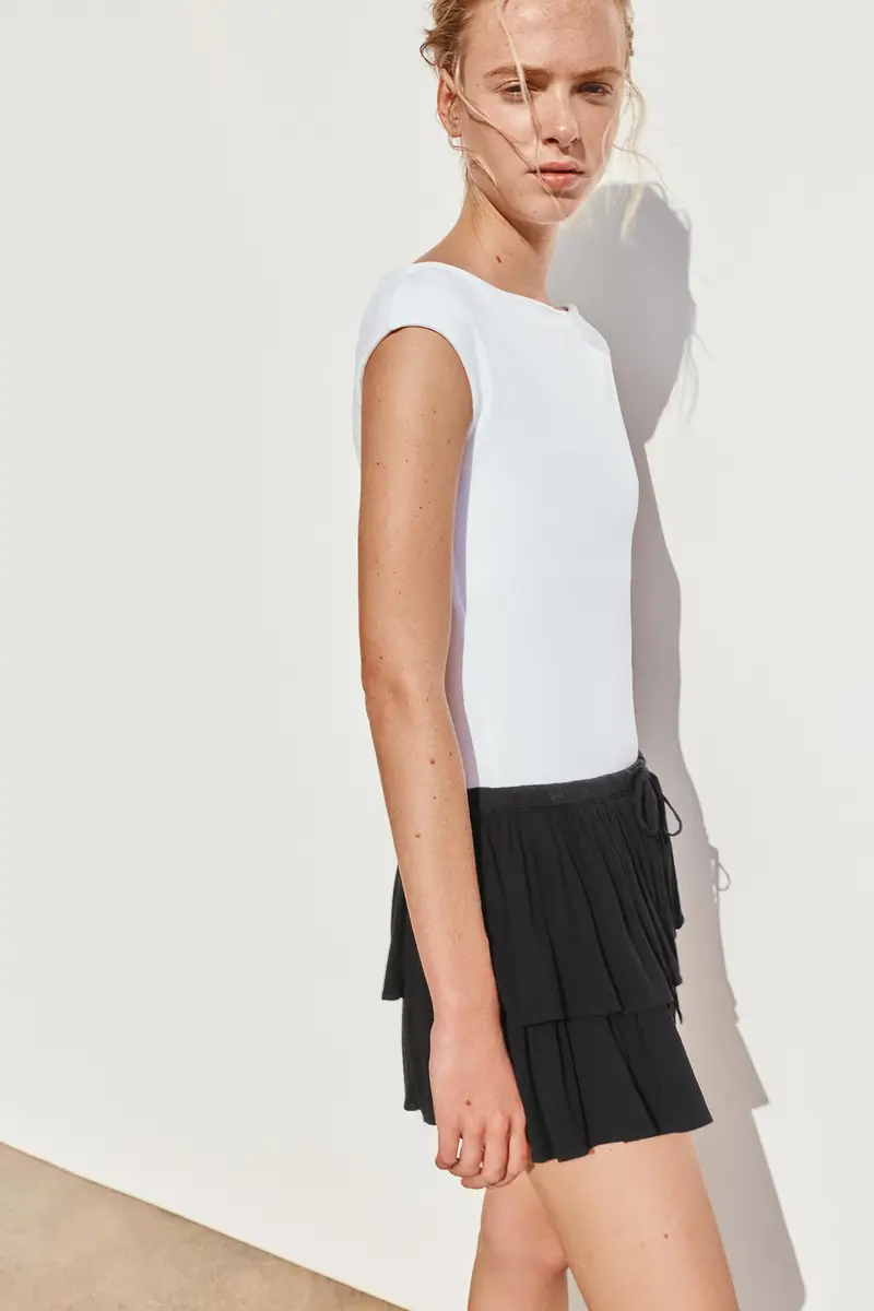 Gonna Pantalone A Balze Nero miniatura 2