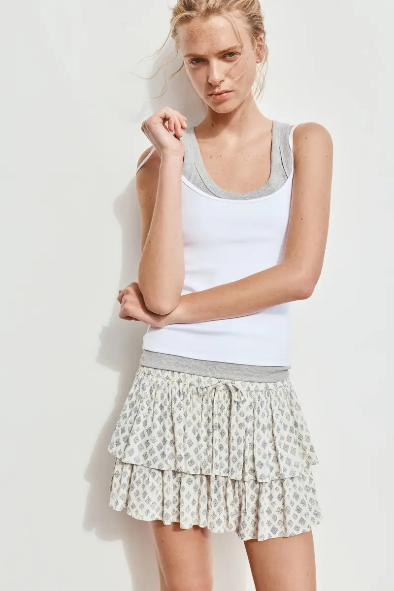 Gonna Pantalone A Balze Rosa pastello