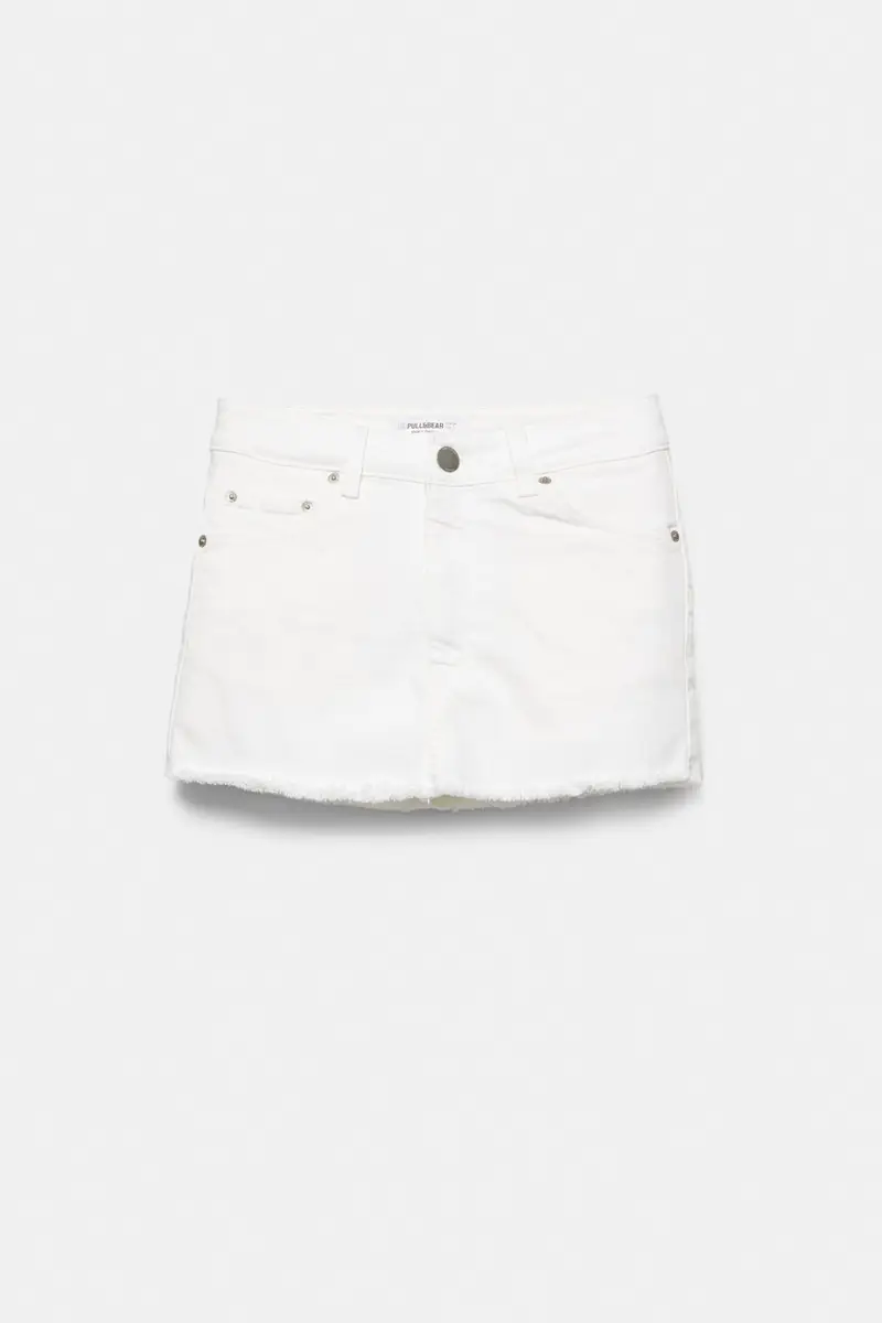 Gonna Pantalone In Denim Bianco