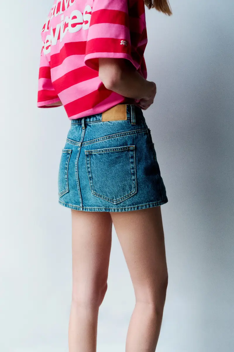 Gonna Pantalone In Denim Con Vita Incrociata Azzurro medio