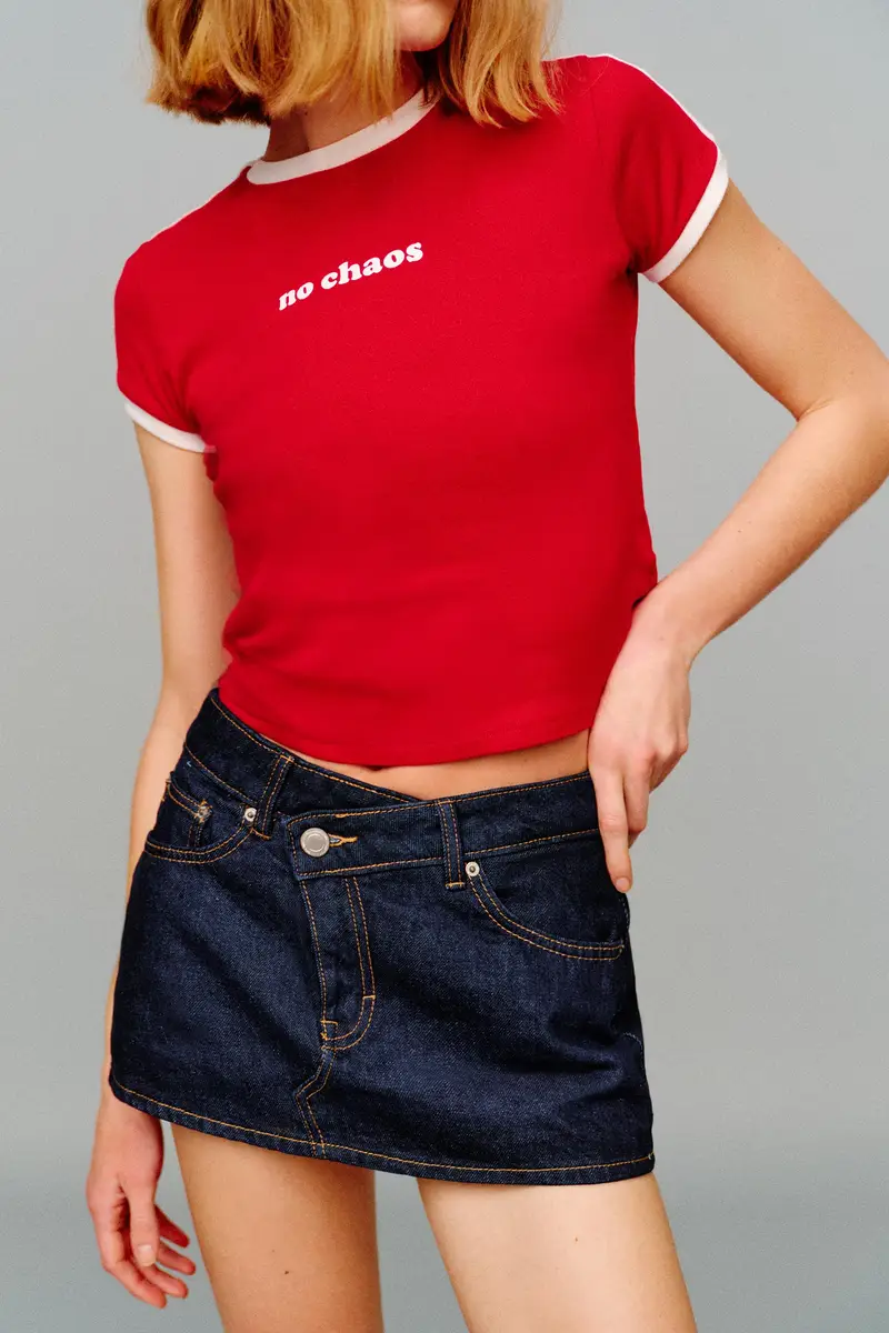 Gonna Pantalone In Denim Con Vita Incrociata Blu marino