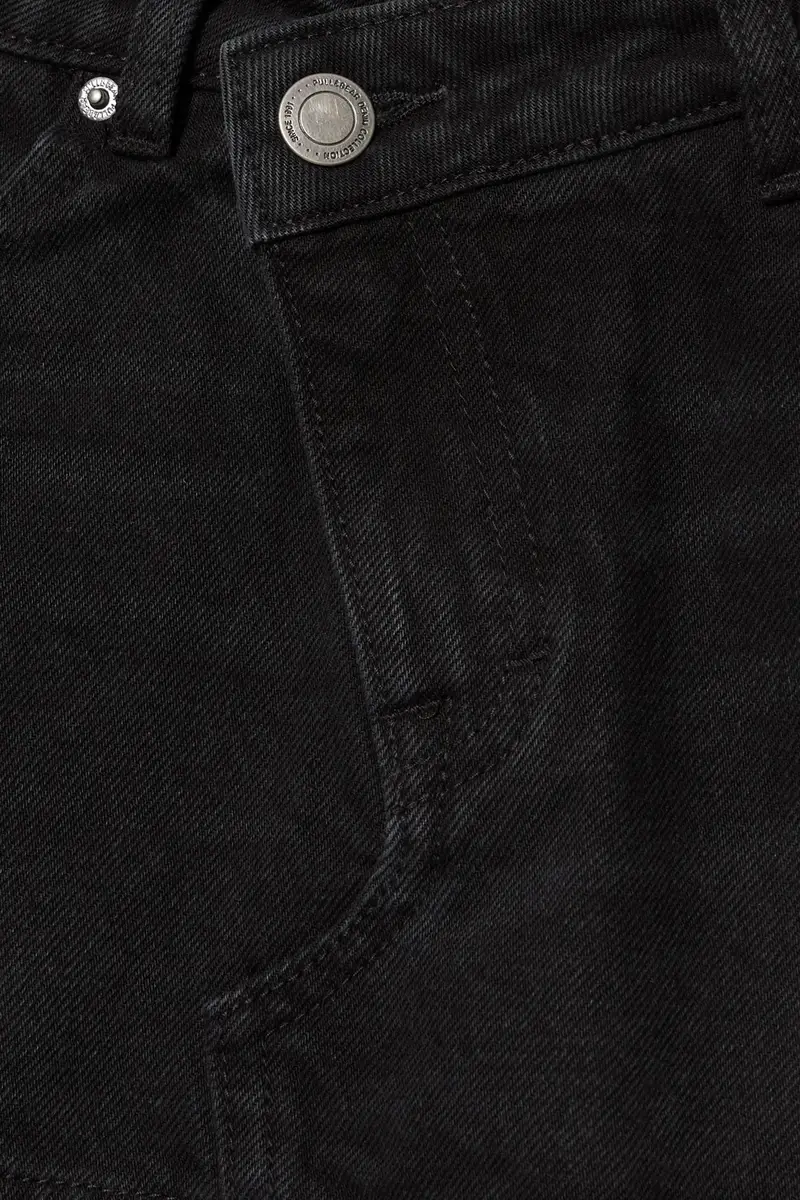 Gonna Pantalone In Denim Con Vita Incrociata Nero miniatura 3