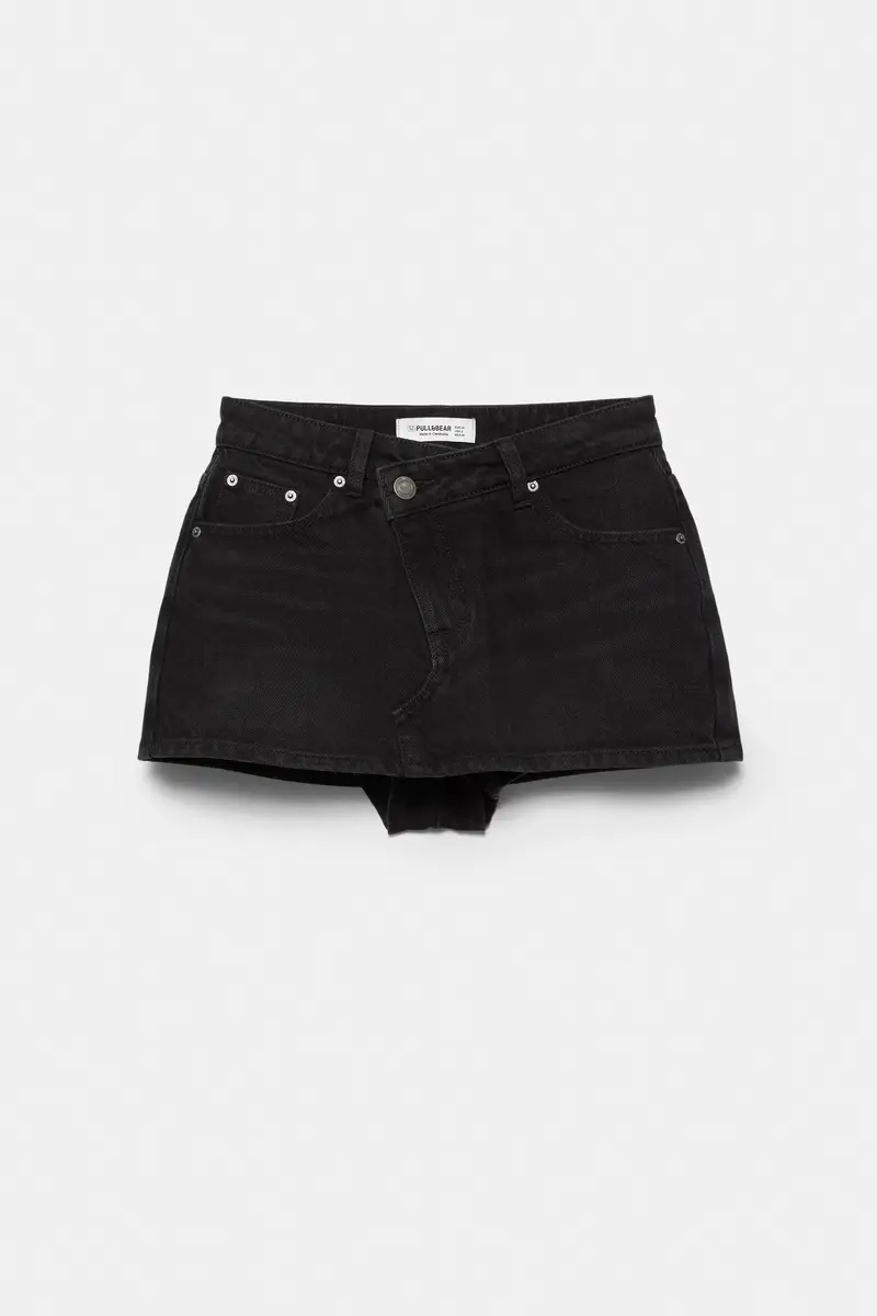 Gonna Pantalone In Denim Con Vita Incrociata Nero