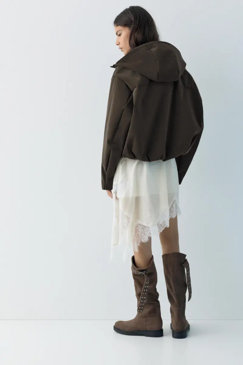 Impermeabile Cappuccio Corto Cioccolato miniatura 3