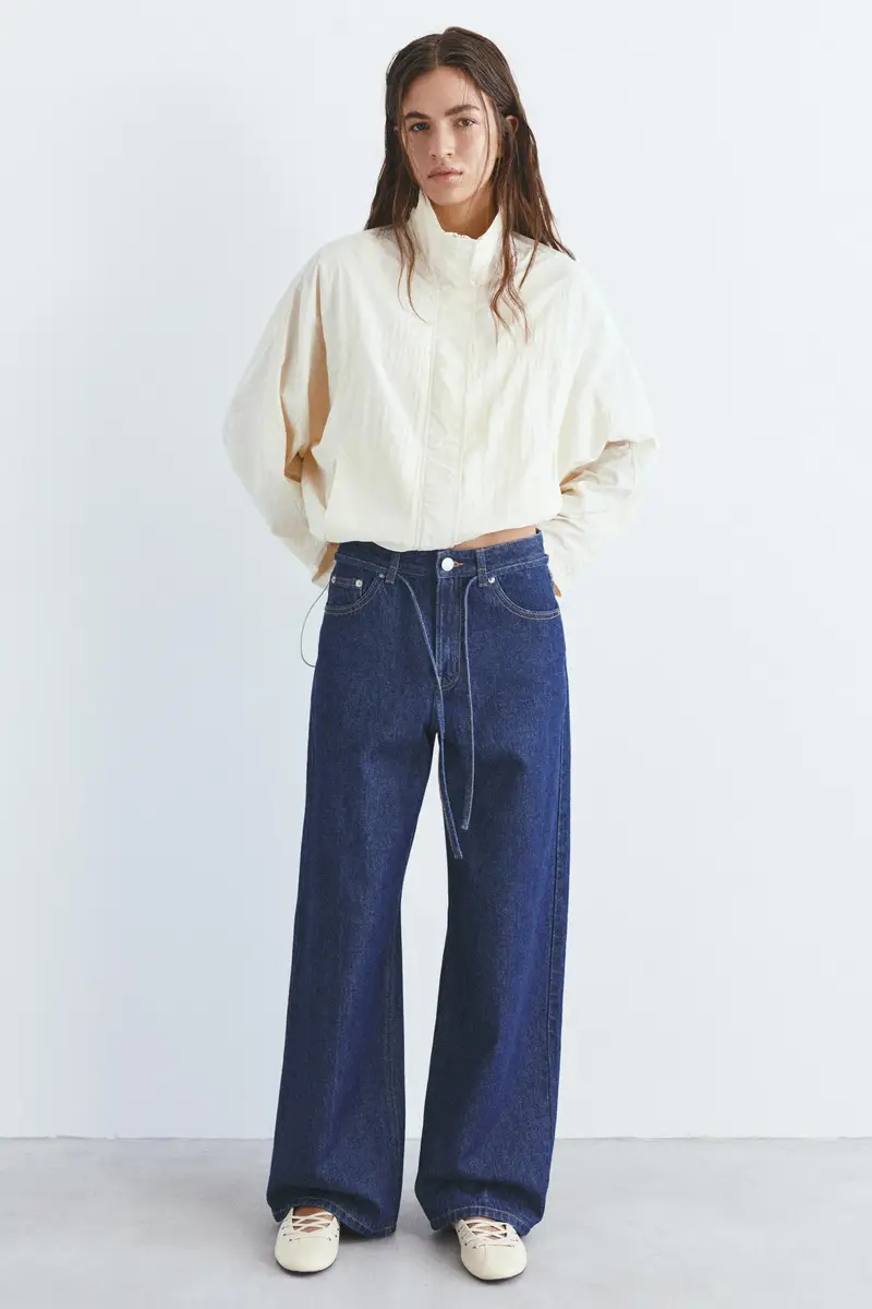 Jeans Baggy Con Cintura Blu marino