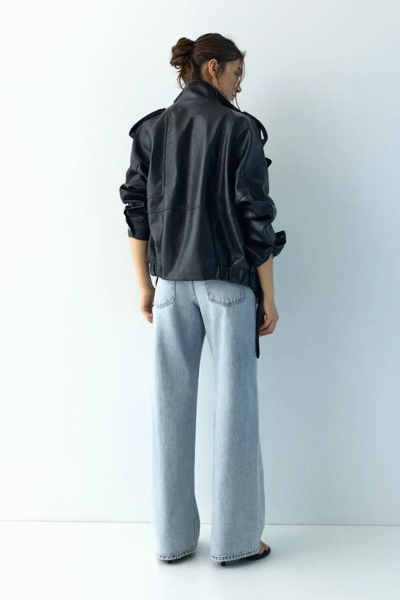 Jeans Baggy Dritti Con Strass Azzurro chiaro miniatura 3