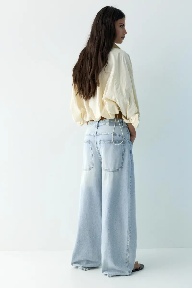 Jeans Barrel Ricamato Azzurro chiaro miniatura 2