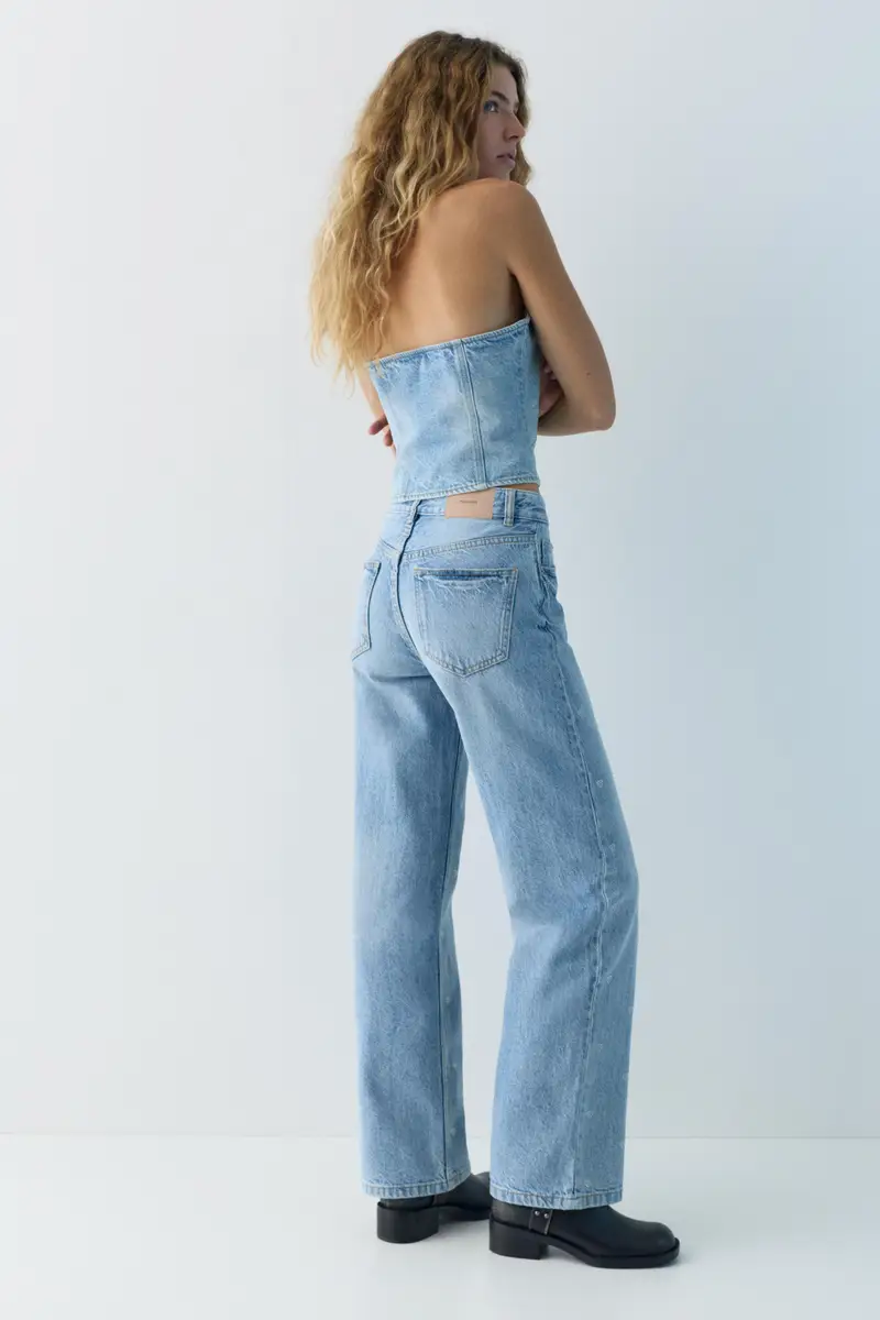 Jeans Dritti Cuori Strass Azzurro chiaro miniatura 3