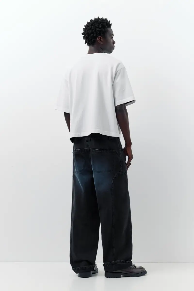 Jeans Relax Fit Baggy Spray Nero lavato miniatura 3