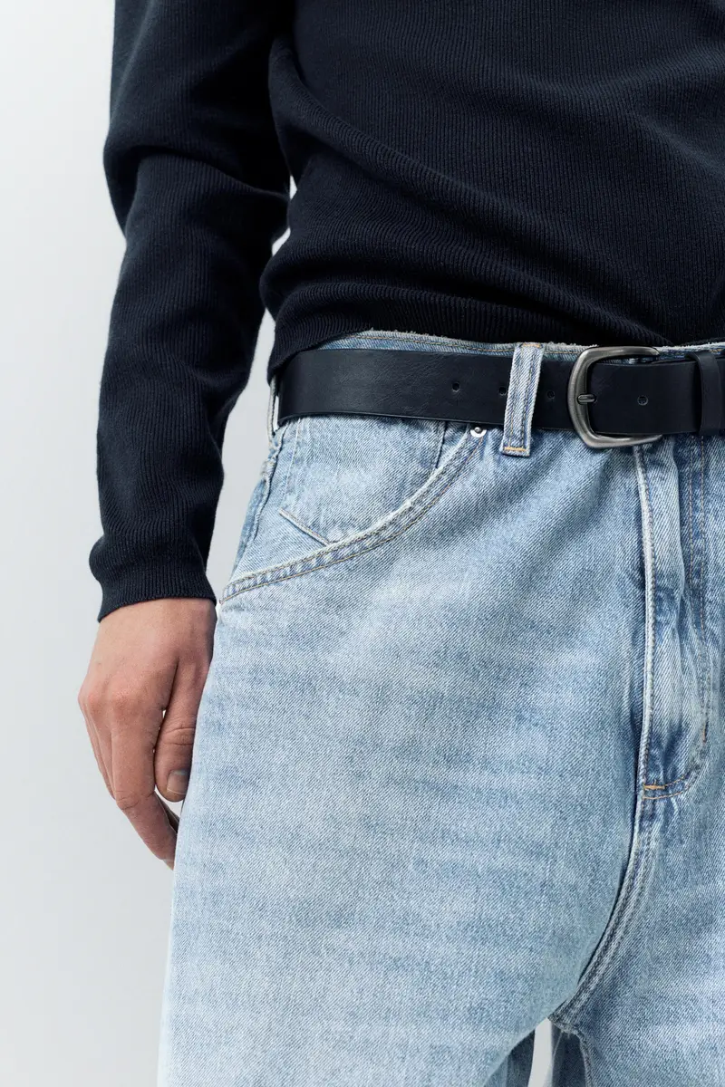 Jeans Super Baggy Ricamati Azzurro medio miniatura 3