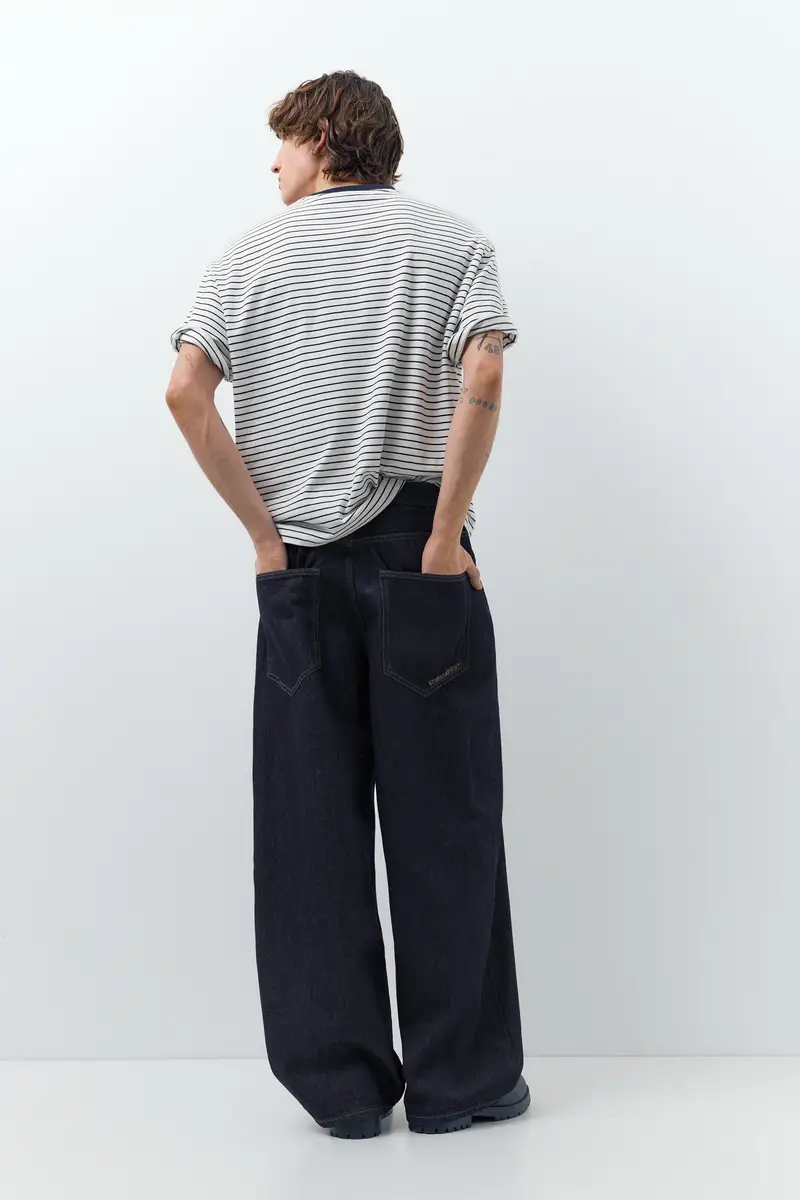 Jeans Super Baggy Ricamati Blu marino miniatura 2