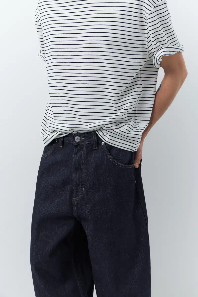 Jeans Super Baggy Ricamati Blu marino miniatura 3