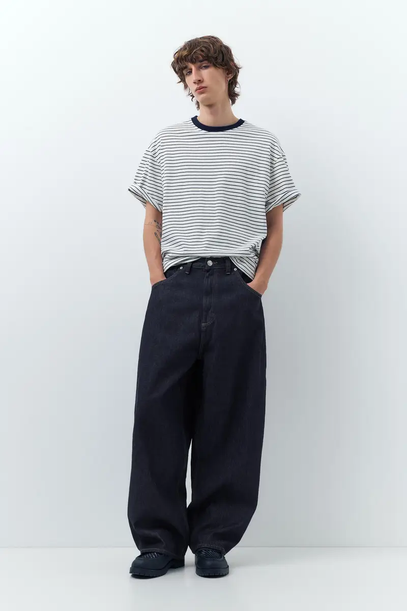 Jeans Super Baggy Ricamati Blu marino