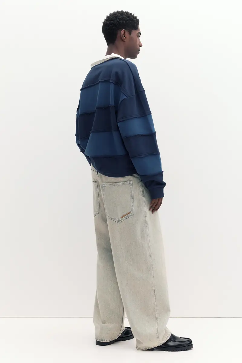 Jeans Super Baggy Ricamati Grigio chiaro miniatura 2