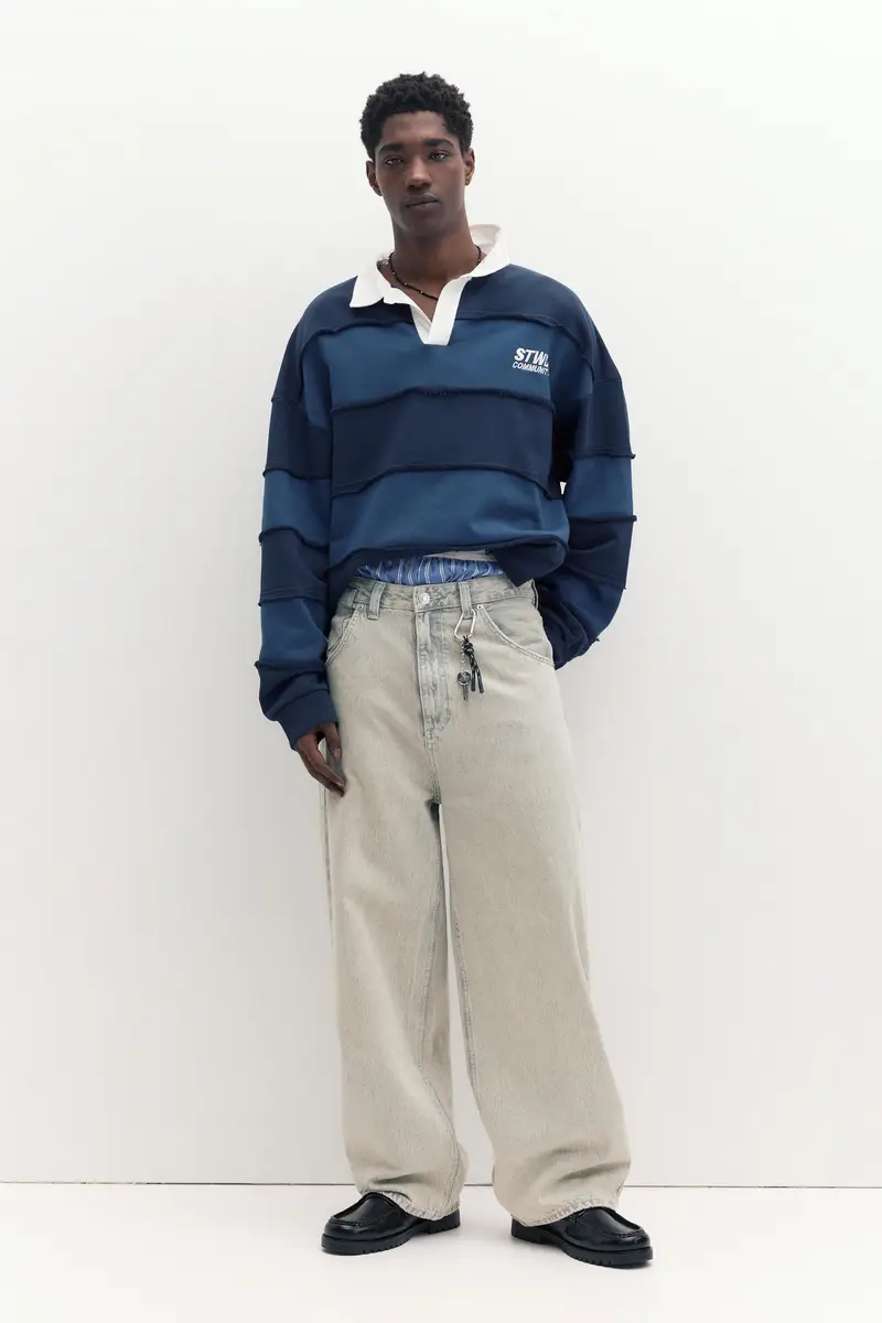 Jeans Super Baggy Ricamati Grigio chiaro