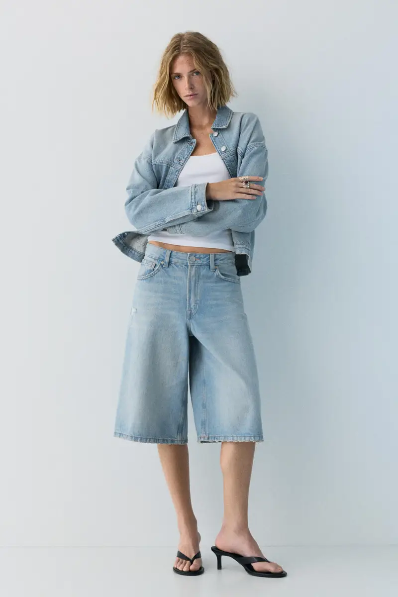 Jorts A Vita Bassa Azzurro chiaro miniatura 2