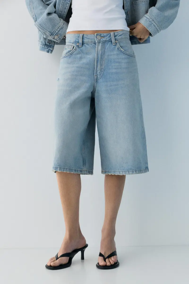 Jorts A Vita Bassa Azzurro chiaro miniatura 3