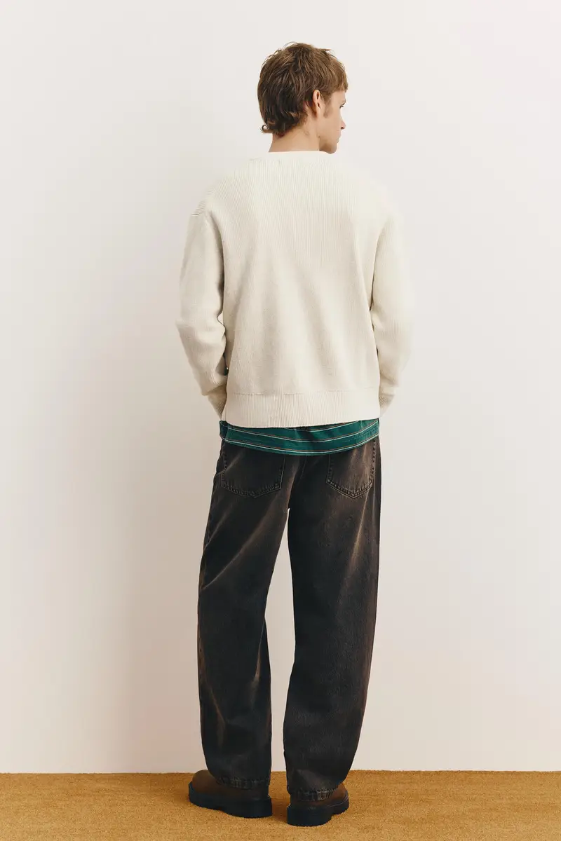 Maglia A Collo Rotondo Con Struttura Bianco rotto miniatura 2