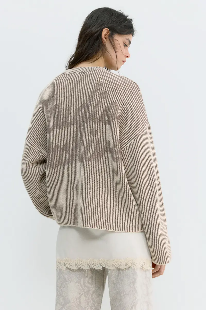 Maglia A Costine Con Filo A Contrasto Grigio topo miniatura 3