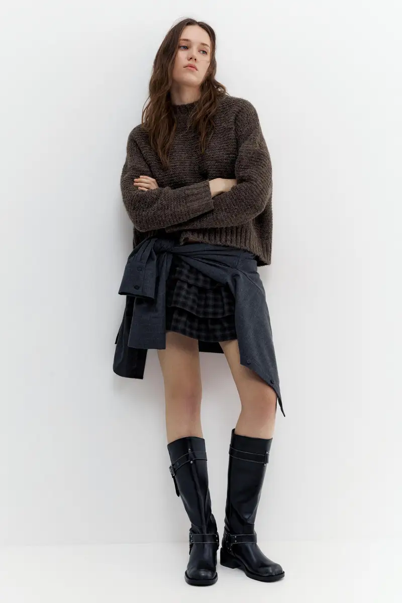 Maglia A Maglia Grossa Marrone miniatura 2